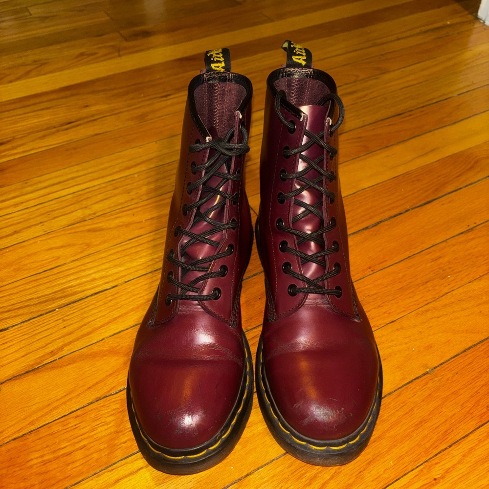 Dr. Martens Maroon Leather Boots